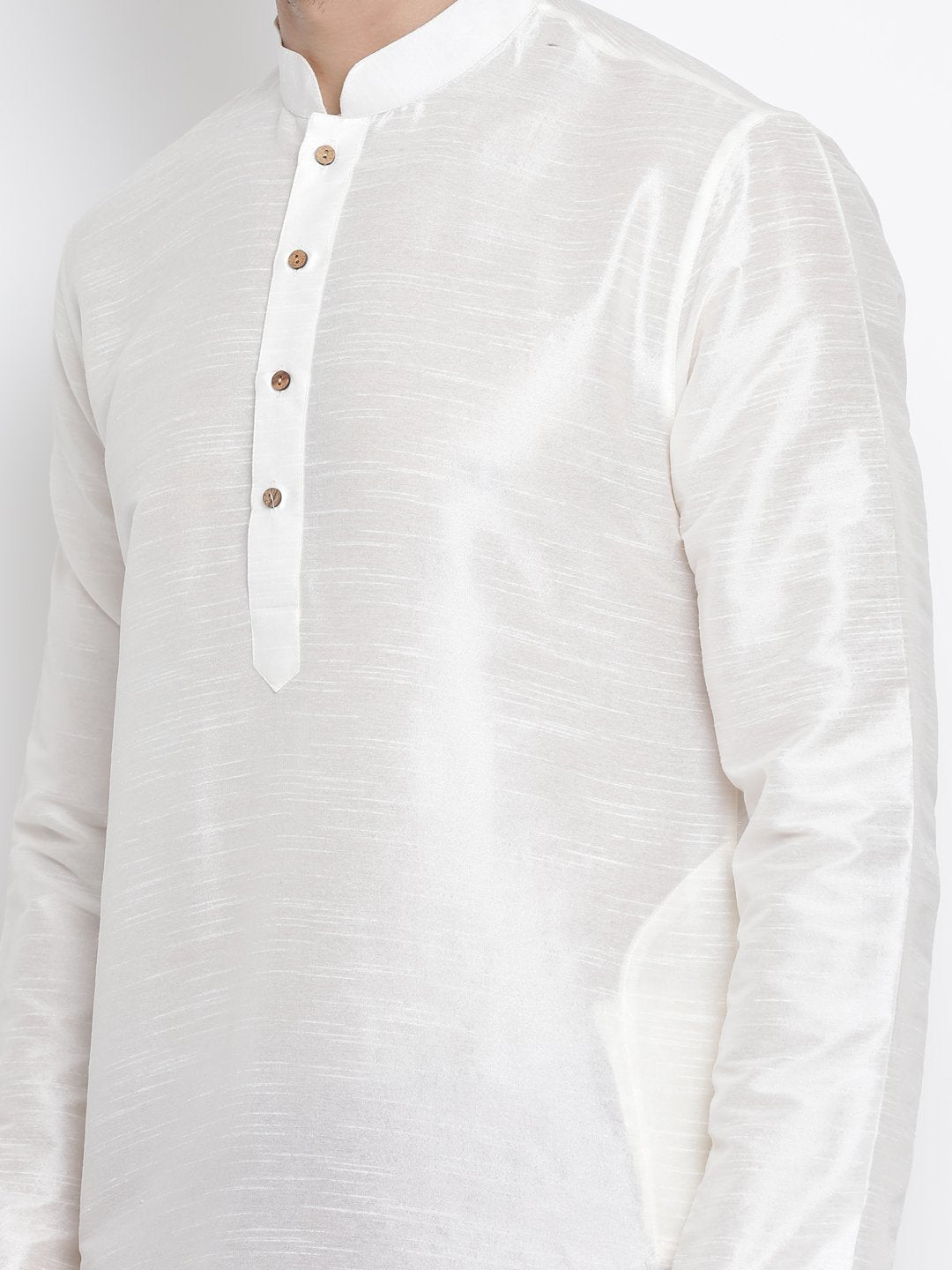 Men's White Silk Blend Kurta