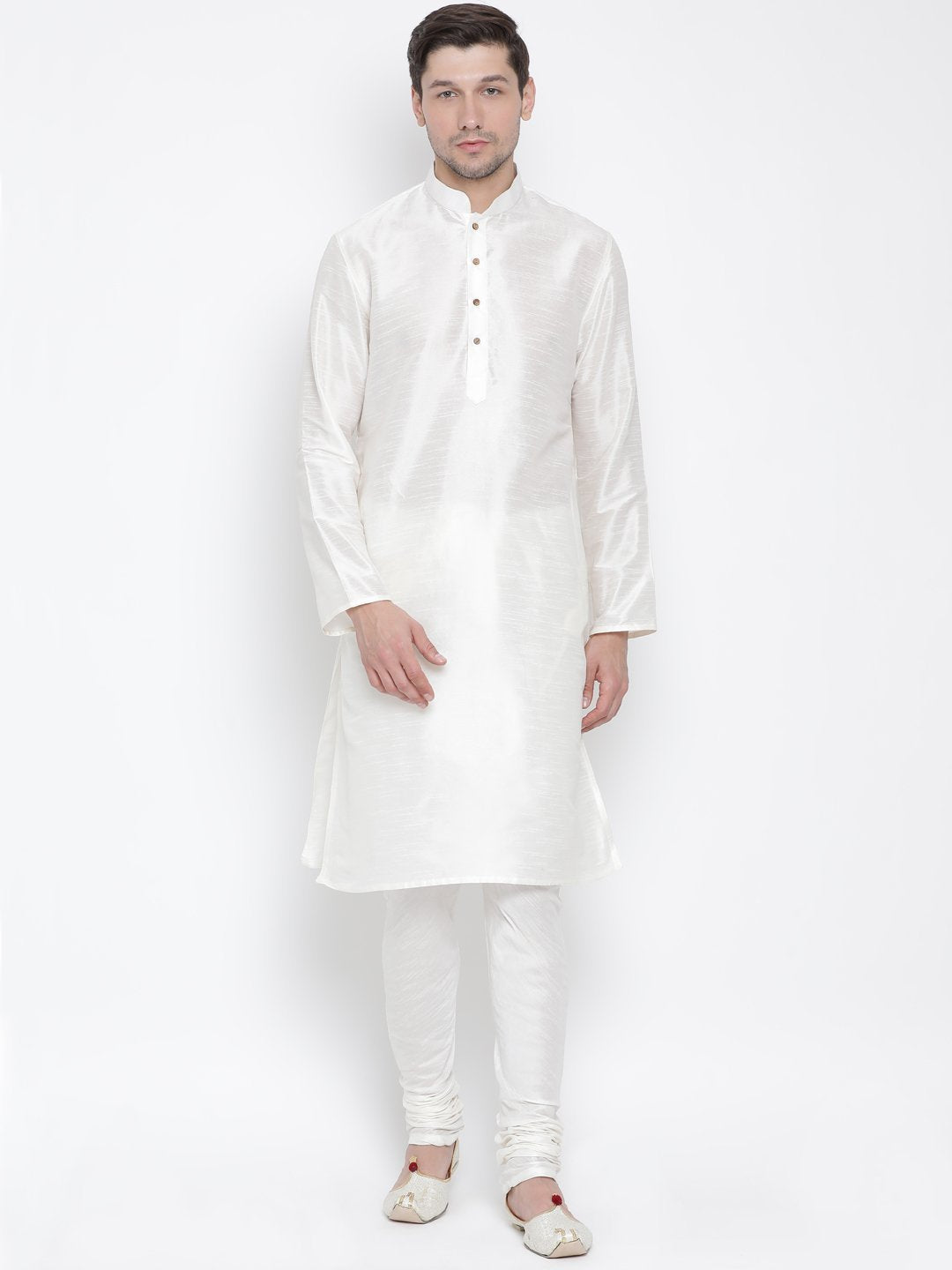 Men's White Silk Blend Kurta