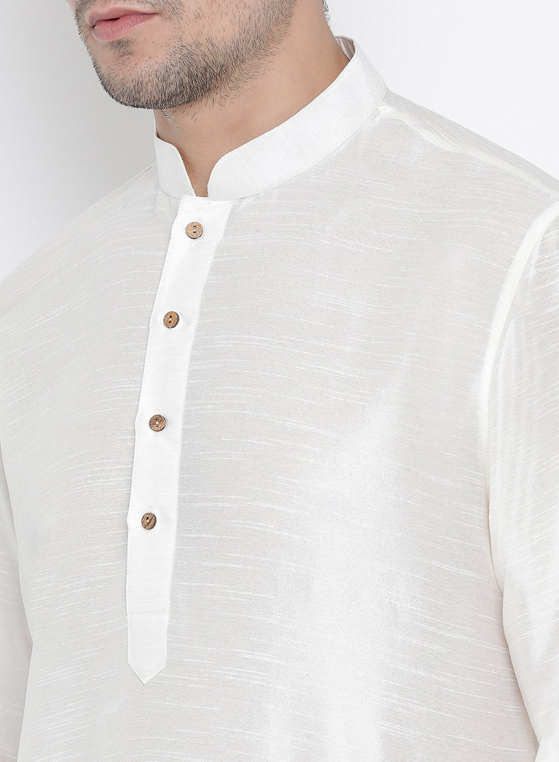 Men's White Silk Blend Kurta and Pyjama Set