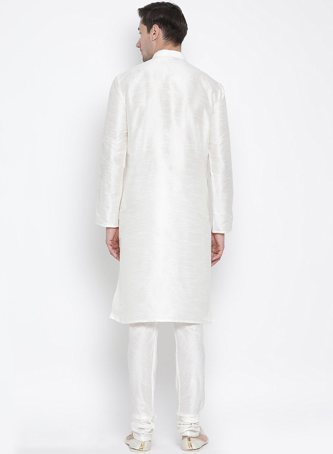 Men's White Silk Blend Kurta and Pyjama Set