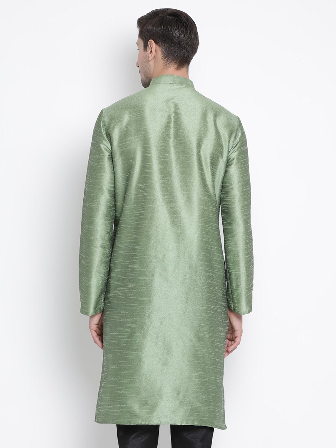 Men's Light Green Silk Blend Kurta