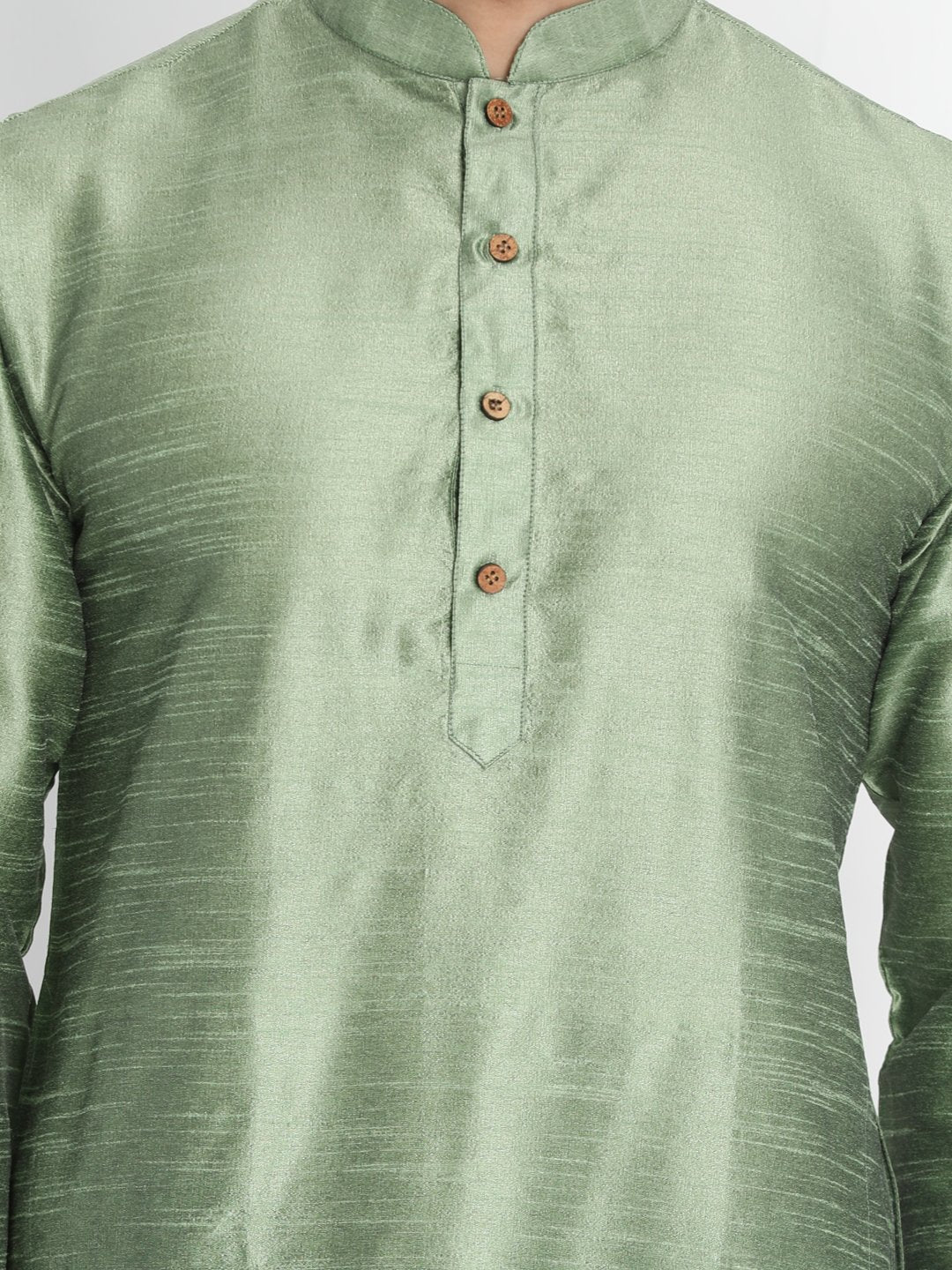 Men's Light Green Silk Blend Kurta and Pyjama Set