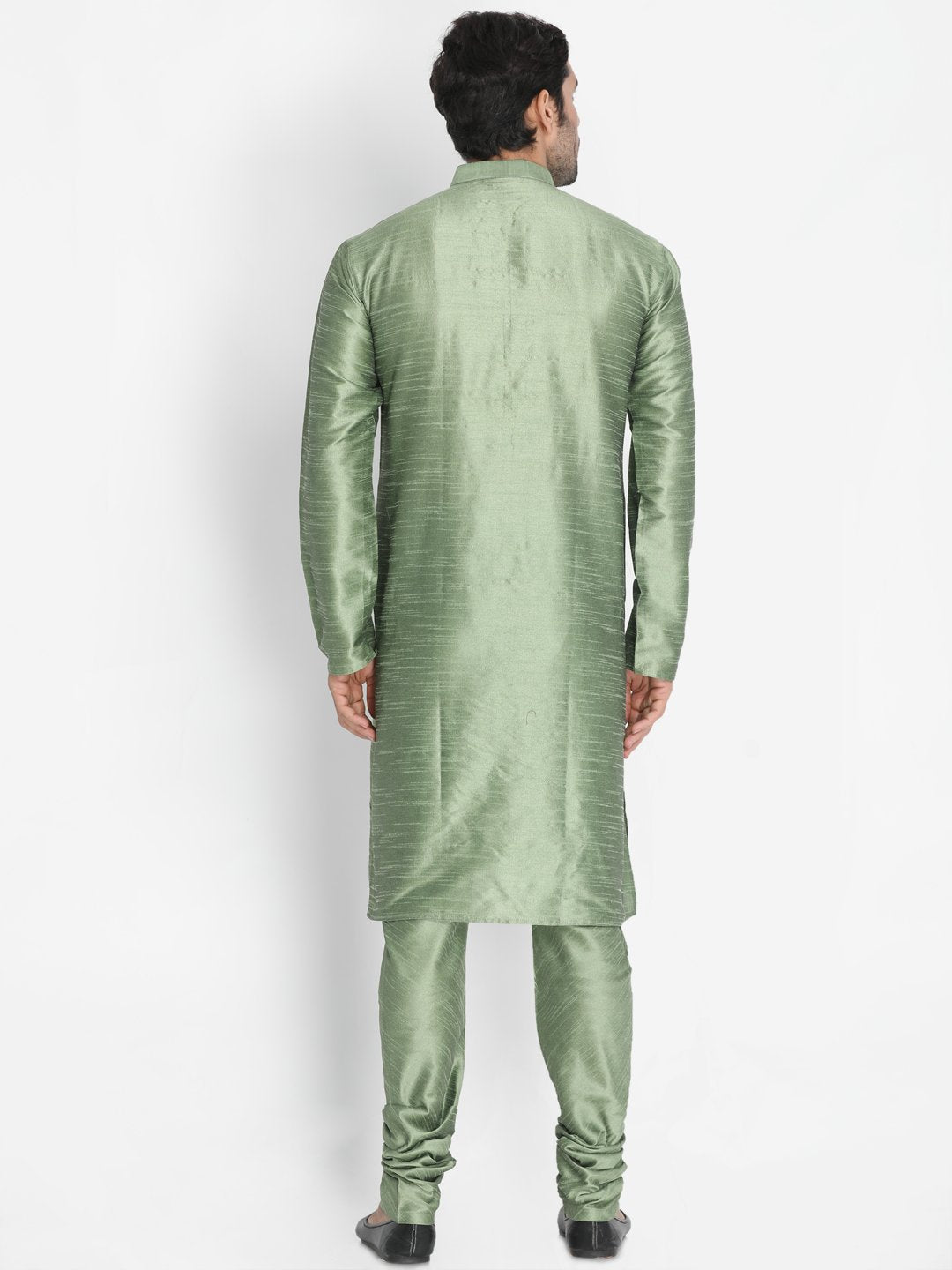 Men's Light Green Silk Blend Kurta and Pyjama Set