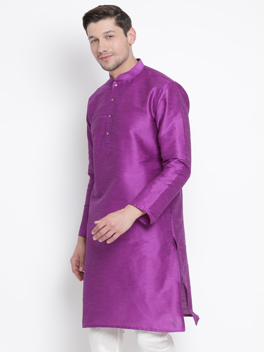 Men's Purple Silk Blend Kurta