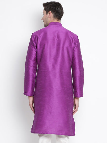 Men's Purple Silk Blend Kurta