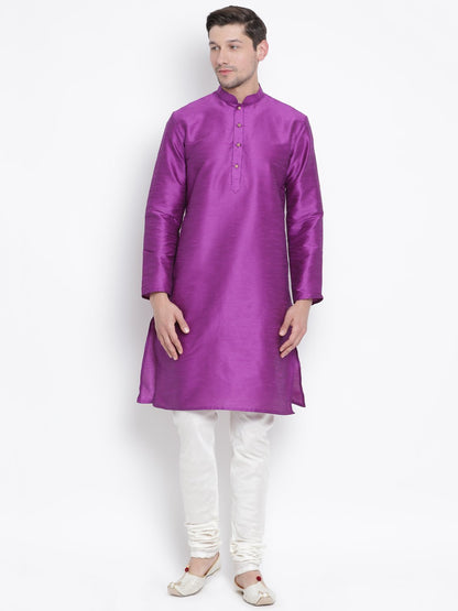 Men's Purple Silk Blend Kurta