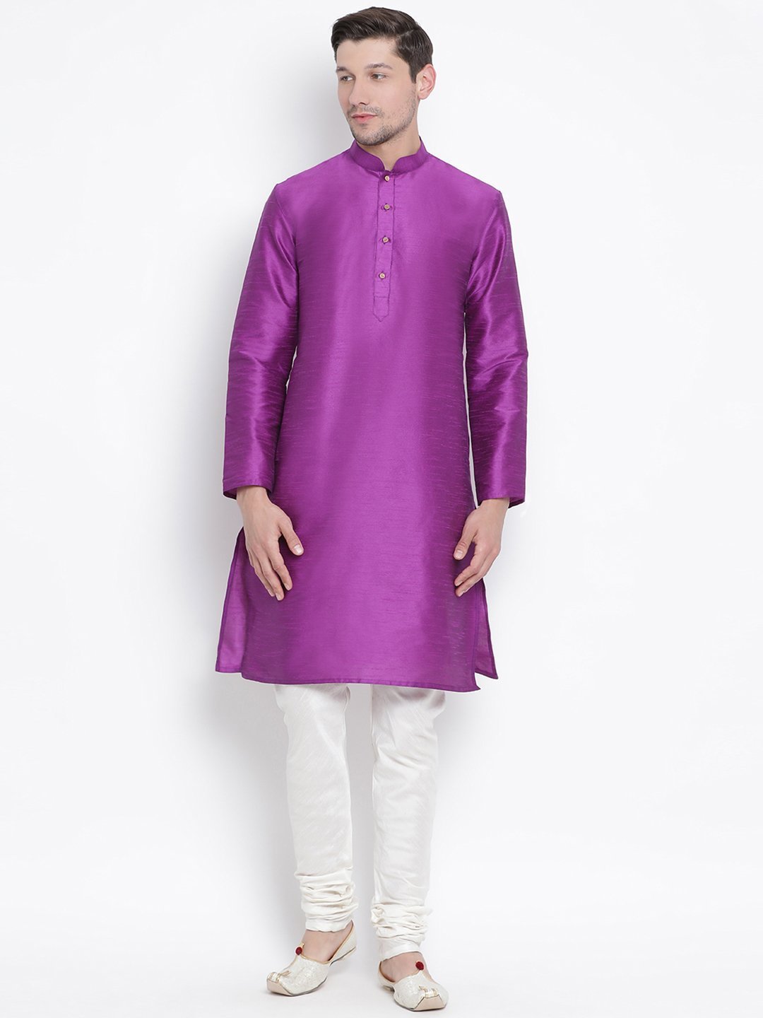 Men's Purple Silk Blend Kurta and Pyjama Set