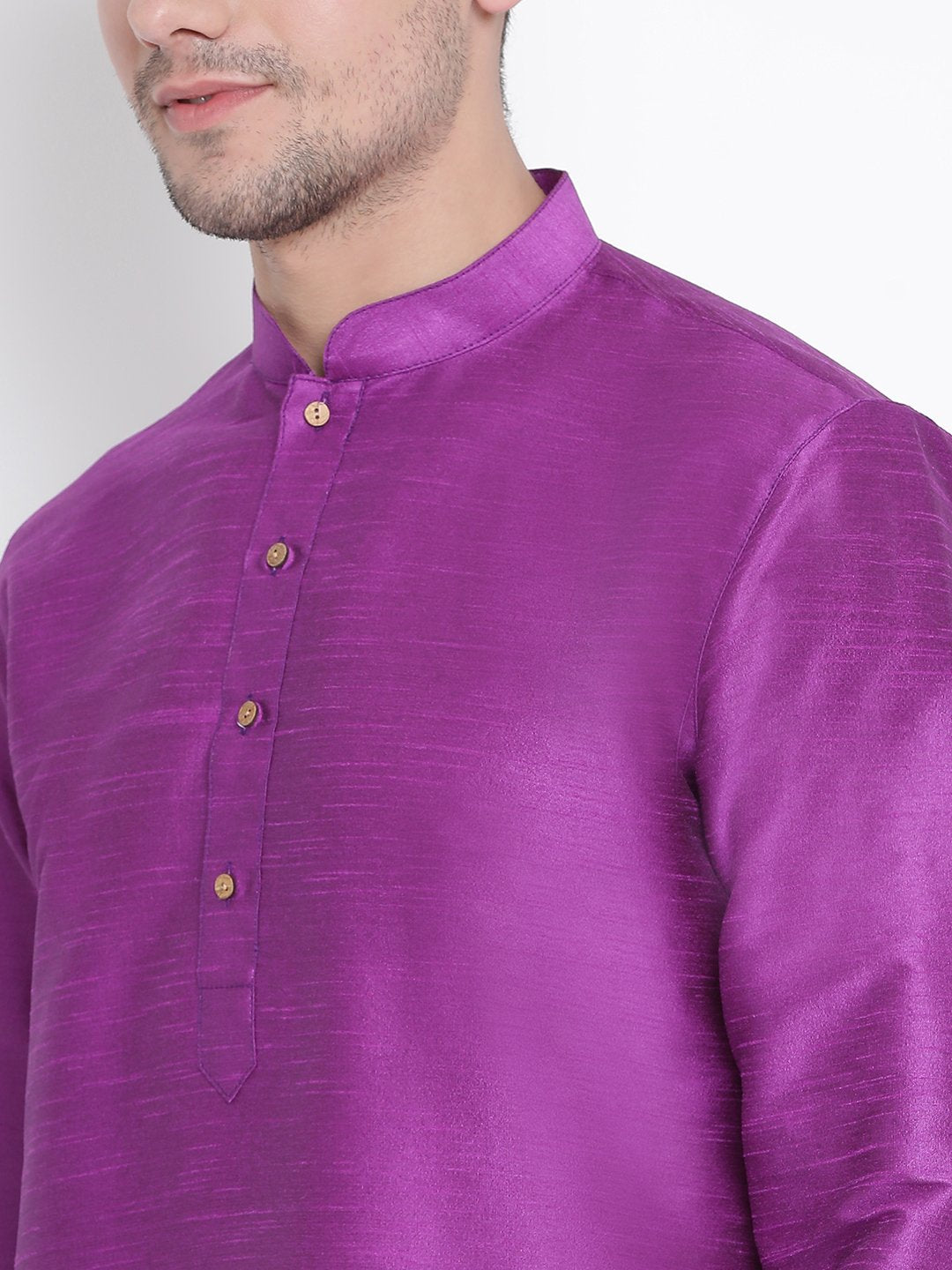 Men's Purple Silk Blend Kurta and Pyjama Set