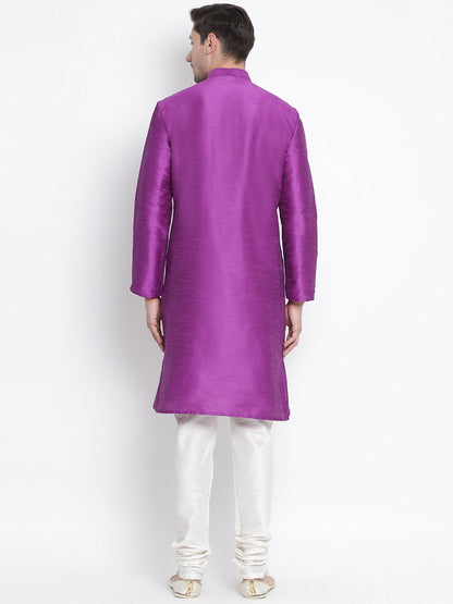 Men's Purple Silk Blend Kurta and Pyjama Set