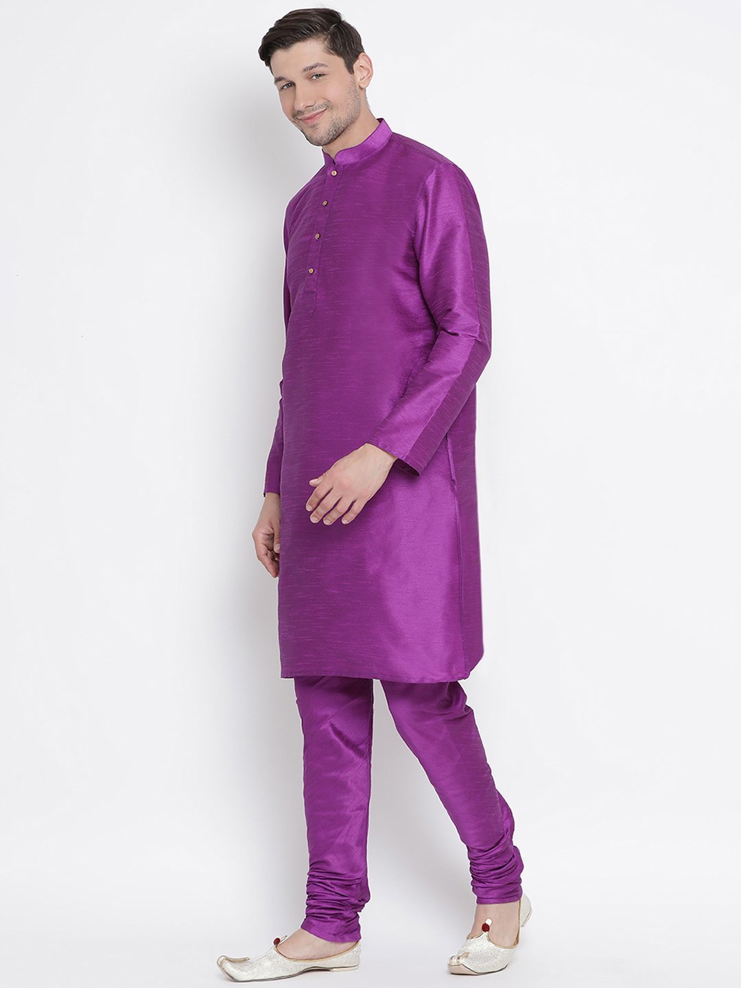 Men's Purple Silk Blend Kurta and Pyjama Set