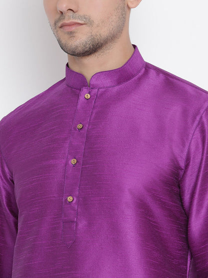 Men's Purple Silk Blend Kurta and Pyjama Set