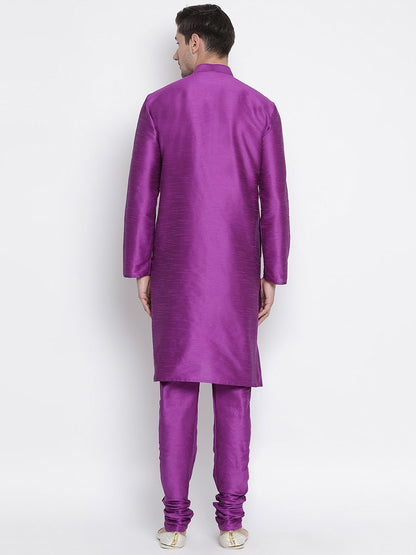 Men's Purple Silk Blend Kurta and Pyjama Set