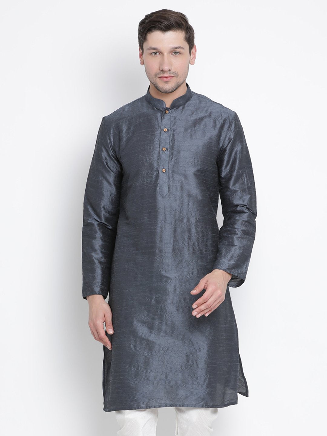 Men's Grey Silk Blend Kurta