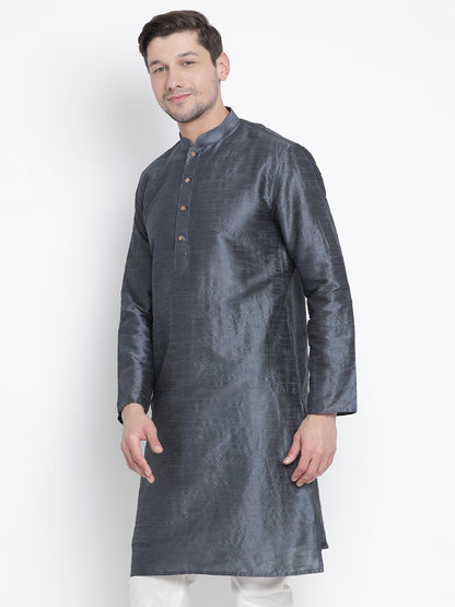 Men's Grey Silk Blend Kurta