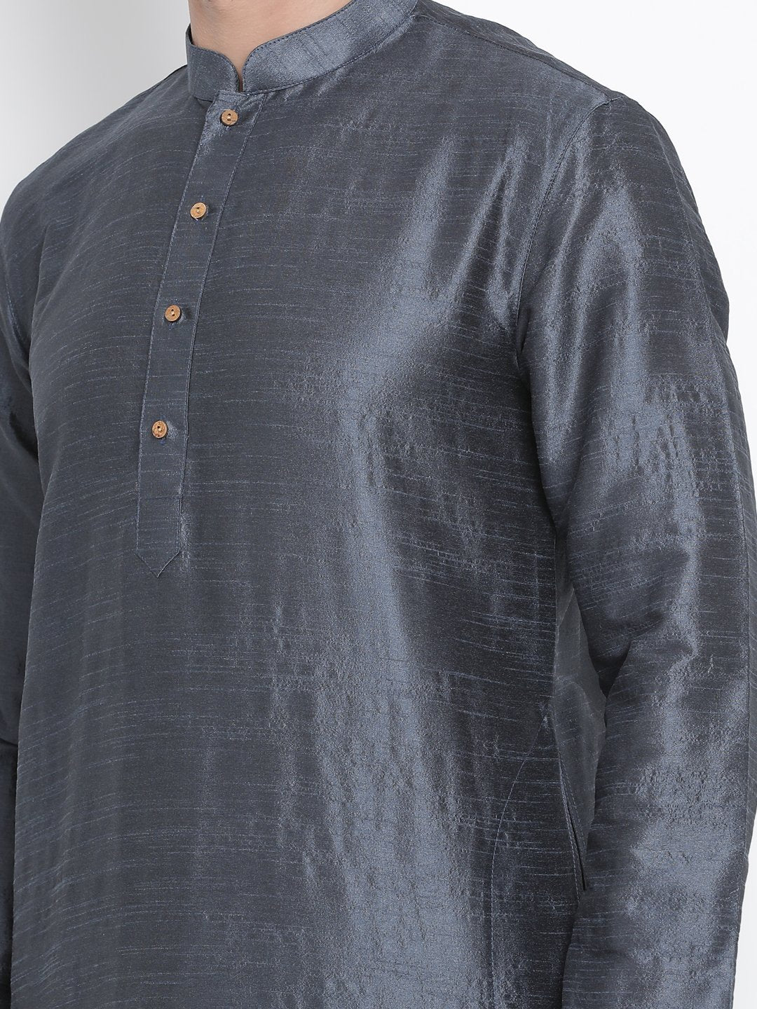 Men's Grey Silk Blend Kurta