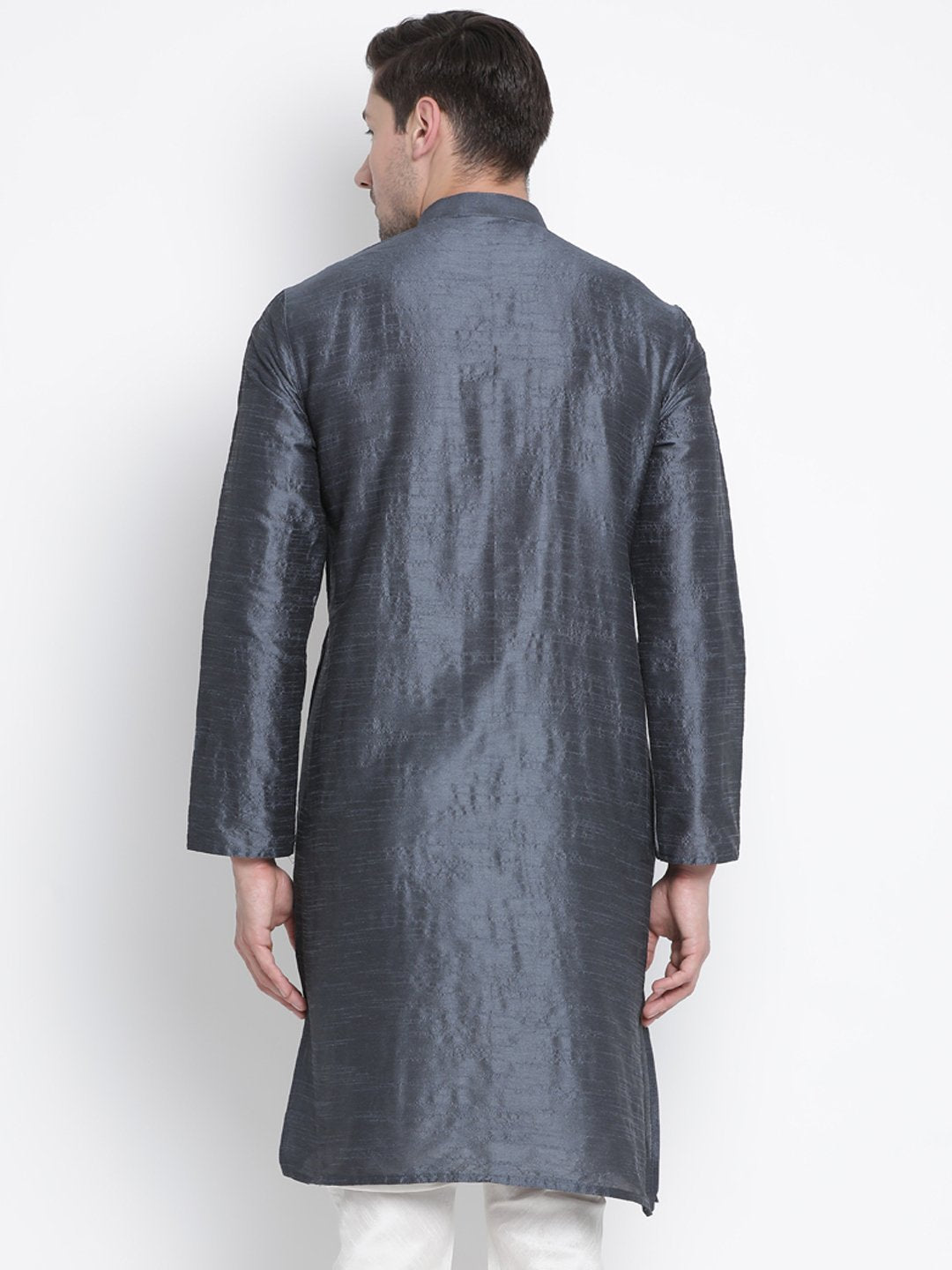 Men's Grey Silk Blend Kurta