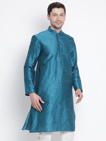 Men's Dark Green Silk Blend Kurta