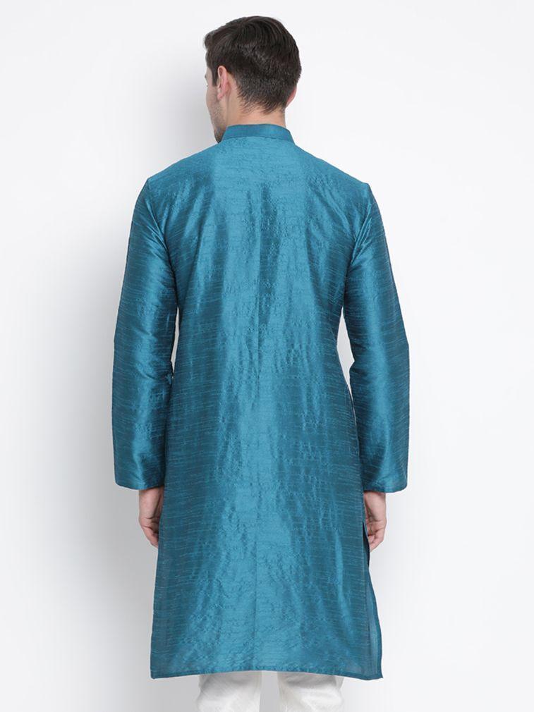 Men's Dark Green Silk Blend Kurta