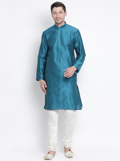 Men's Dark Green Silk Blend Kurta