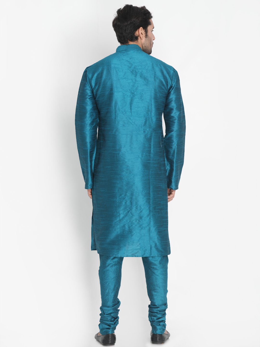 Men's Dark Green Silk Blend Kurta and Pyjama Set