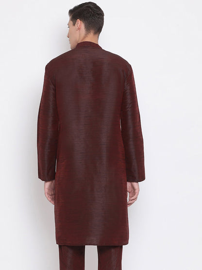 Men's Burgundy Silk Blend Kurta