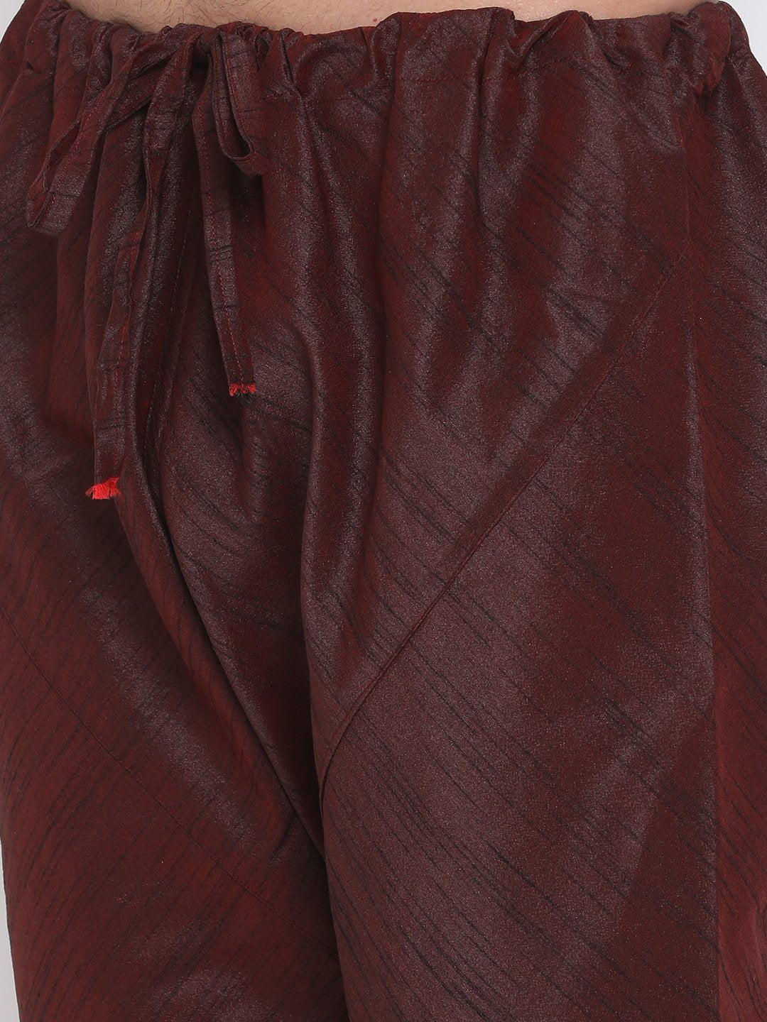 Men's Burgundy Silk Blend Kurta and Pyjama Set