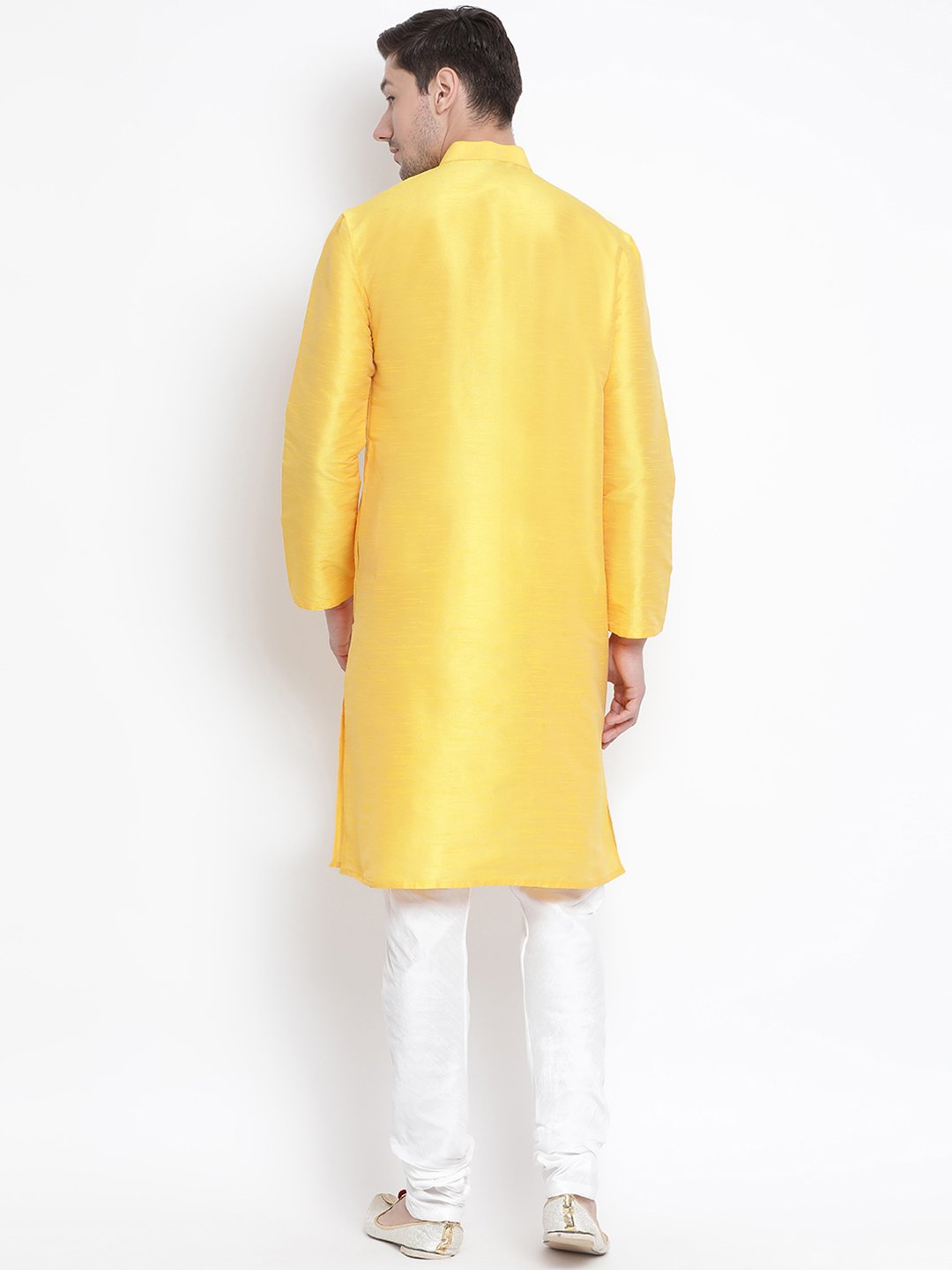 Men's Yellow Silk Blend Kurta and Pyjama Set