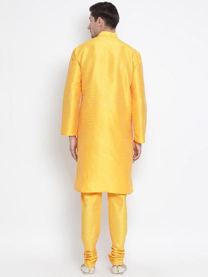 Men's Yellow Silk Blend Kurta and Pyjama Set