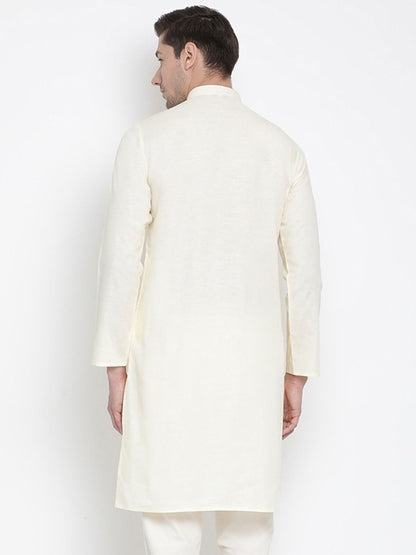 Men's Beige Cotton Linen Blend Kurta