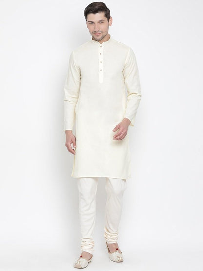 Men's Beige Cotton Linen Blend Kurta