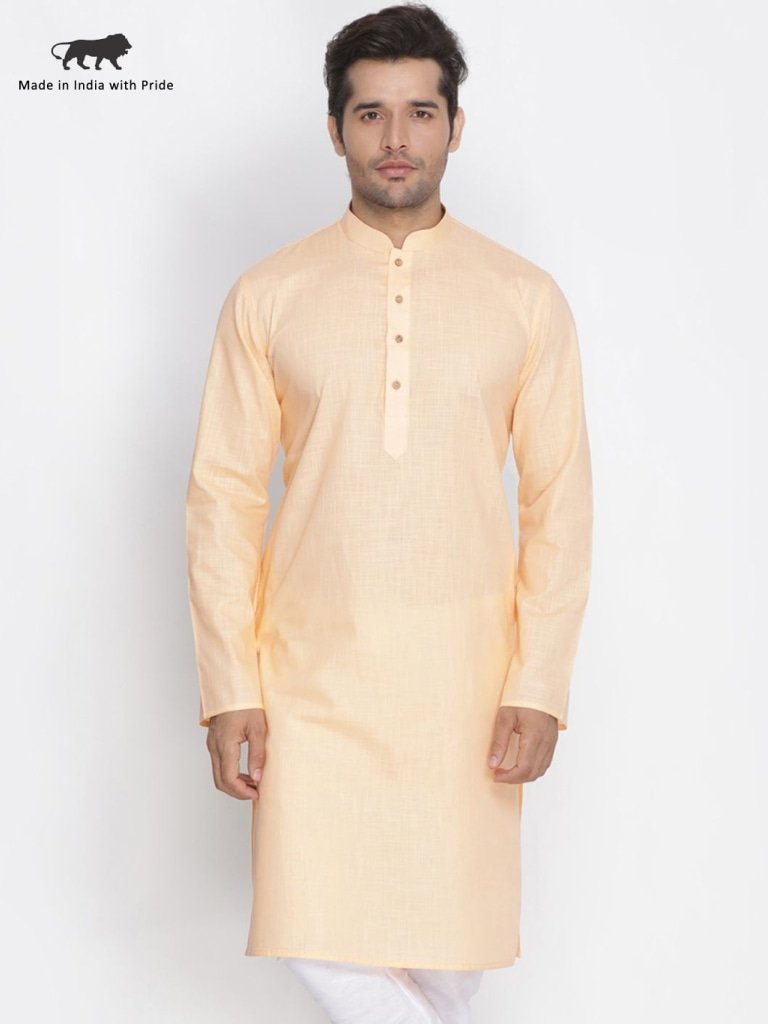 Men's Beige Cotton Linen Blend Kurta