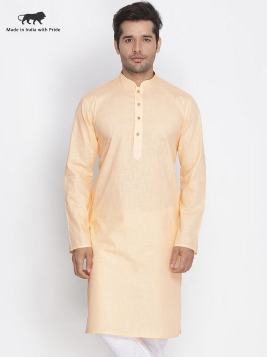 Men's Beige Cotton Linen Blend Kurta