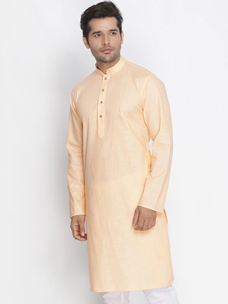 Men's Beige Cotton Linen Blend Kurta