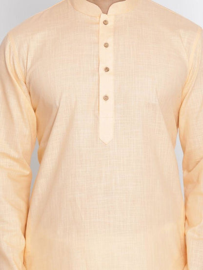 Men's Beige Cotton Linen Blend Kurta and Pyjama Set