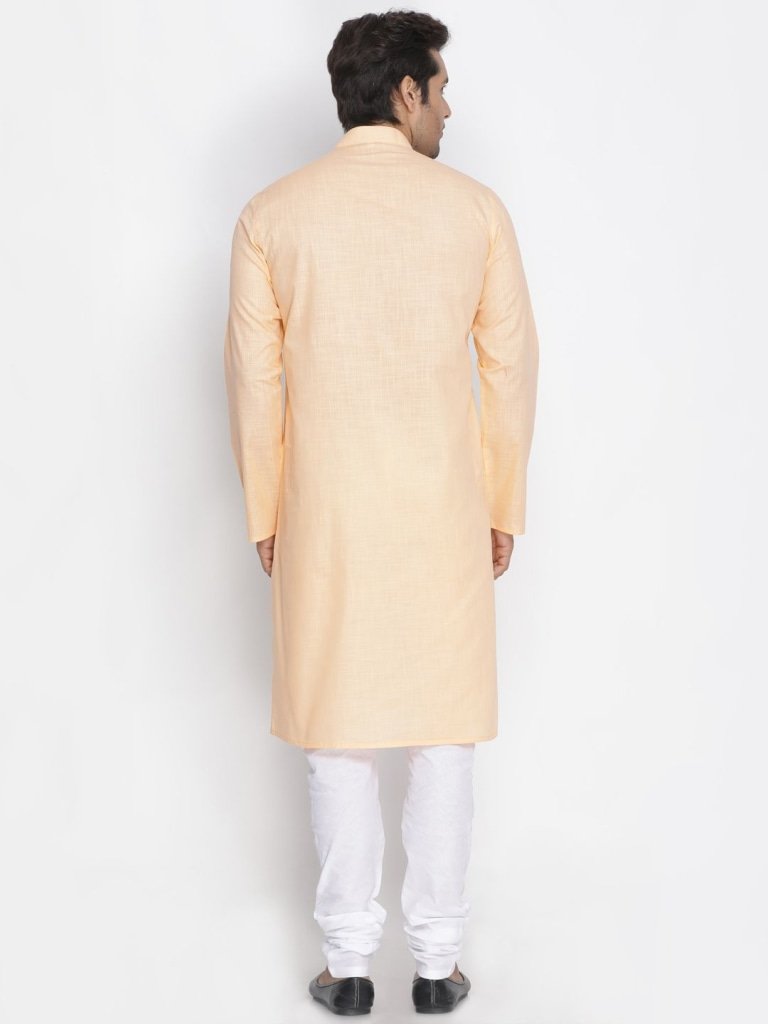 Men's Beige Cotton Linen Blend Kurta and Pyjama Set