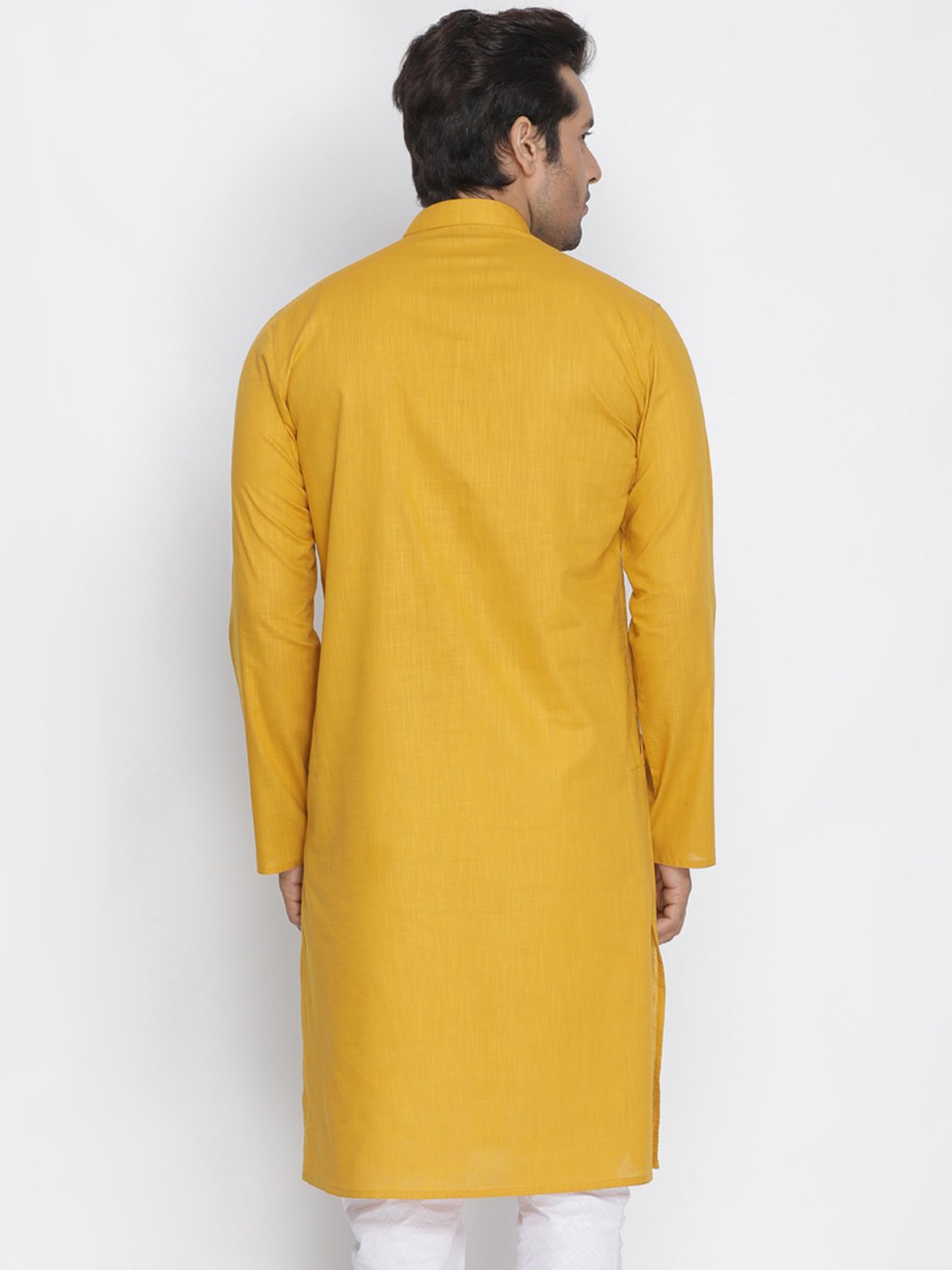 Men's Yellow Cotton Linen Blend Kurta