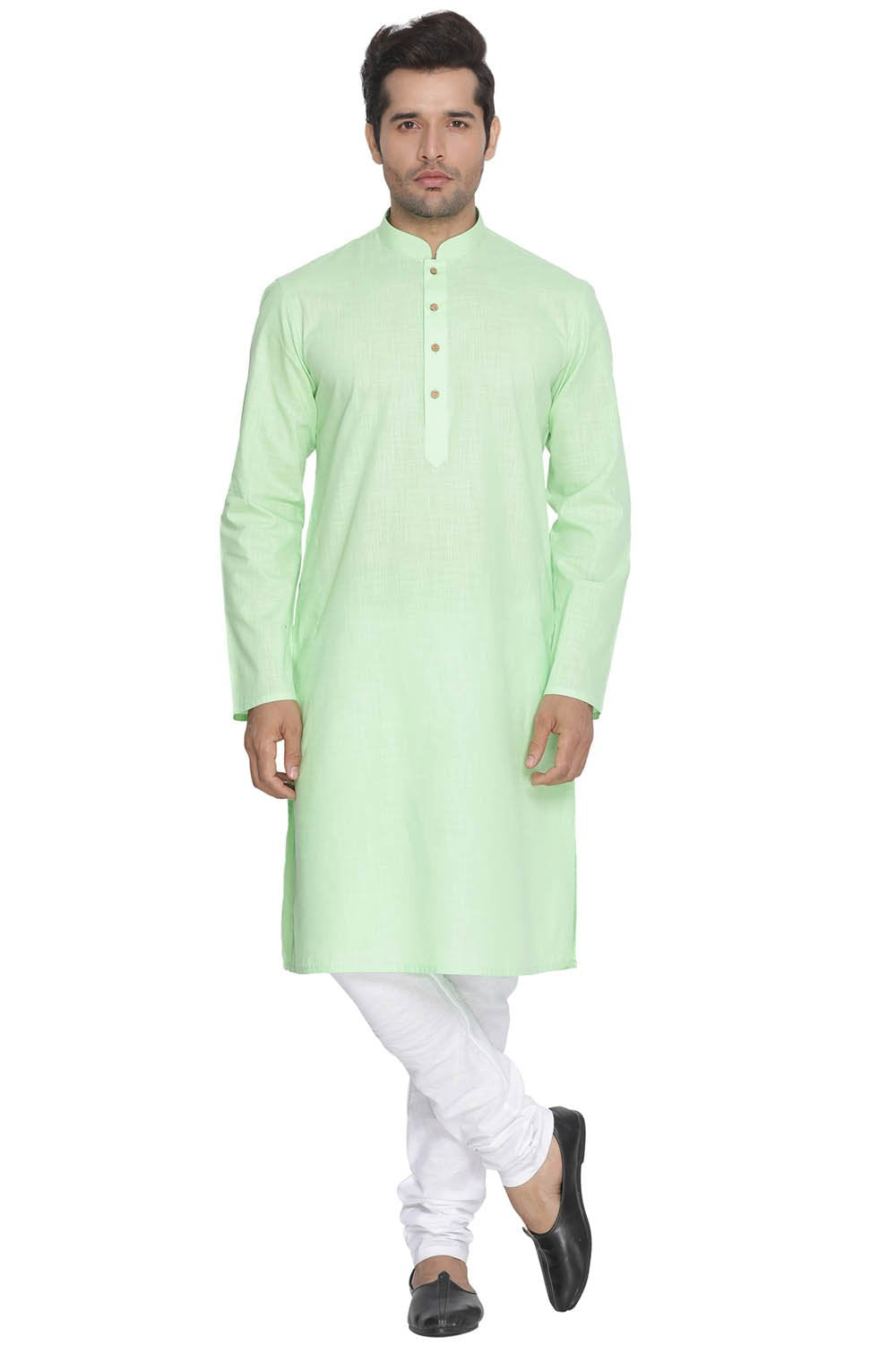 Men's Green Cotton Linen Blend Kurta