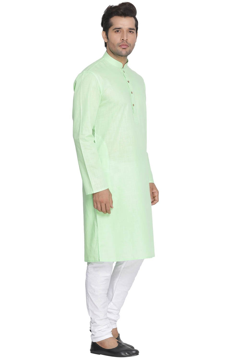 Men's Green Cotton Linen Blend Kurta and Pyjama Set