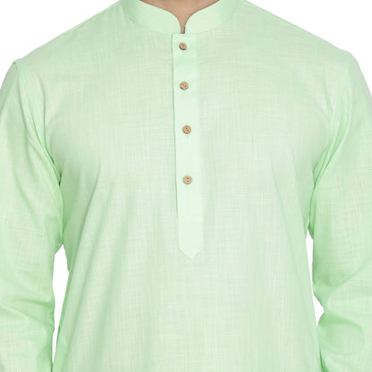 Men's Green Cotton Linen Blend Kurta and Pyjama Set