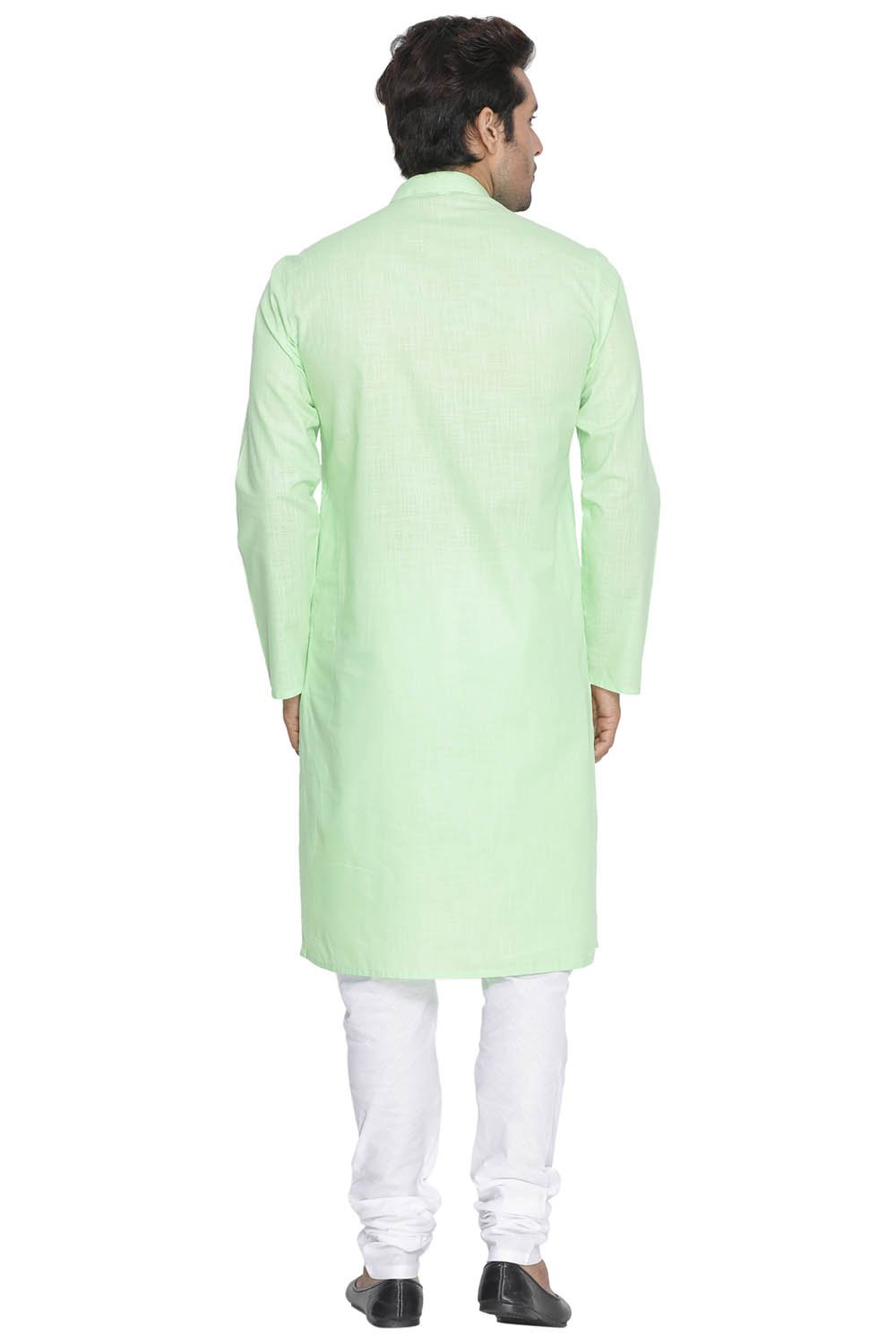 Men's Green Cotton Linen Blend Kurta and Pyjama Set