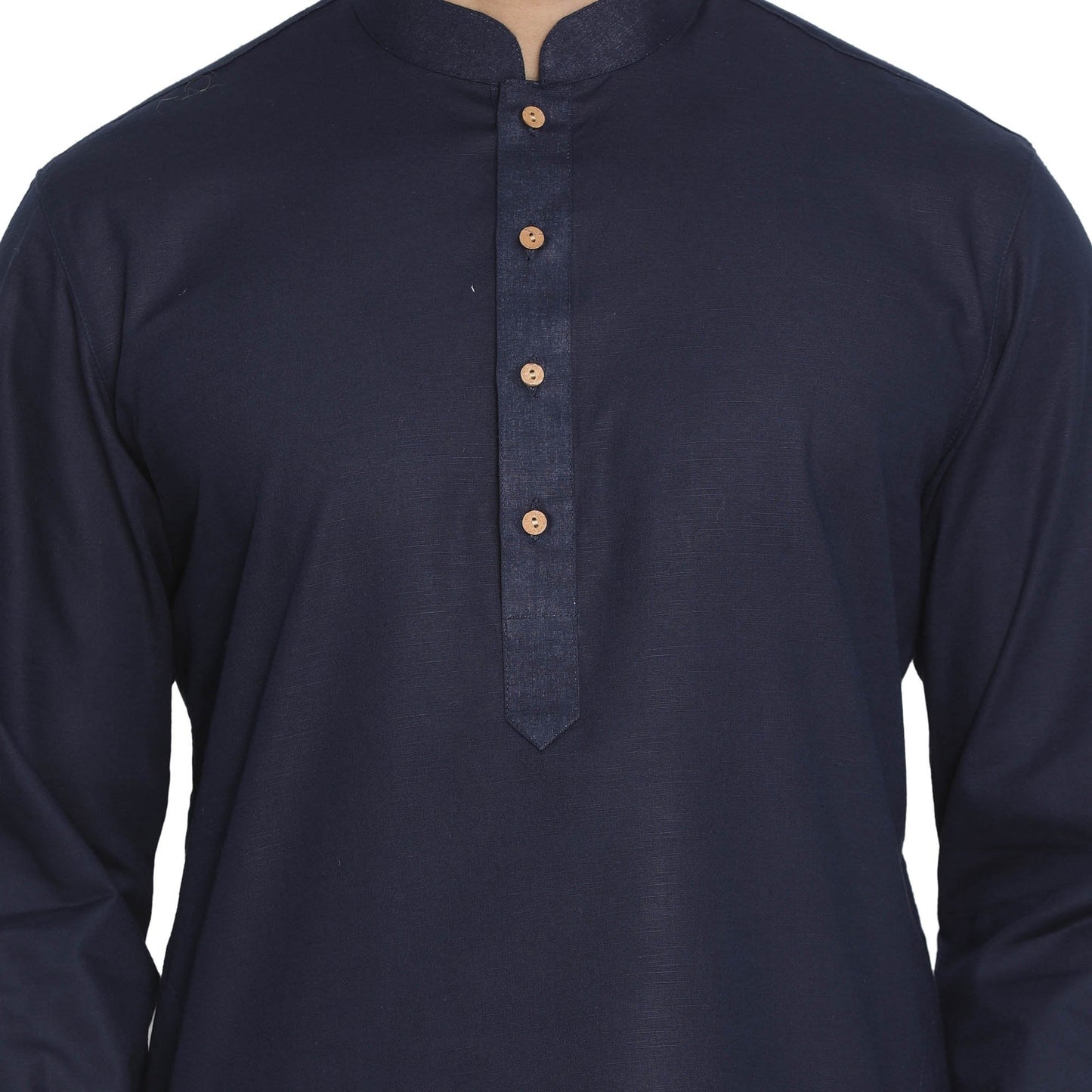 Men's Blue Cotton Linen Blend Kurta and Pyjama Set