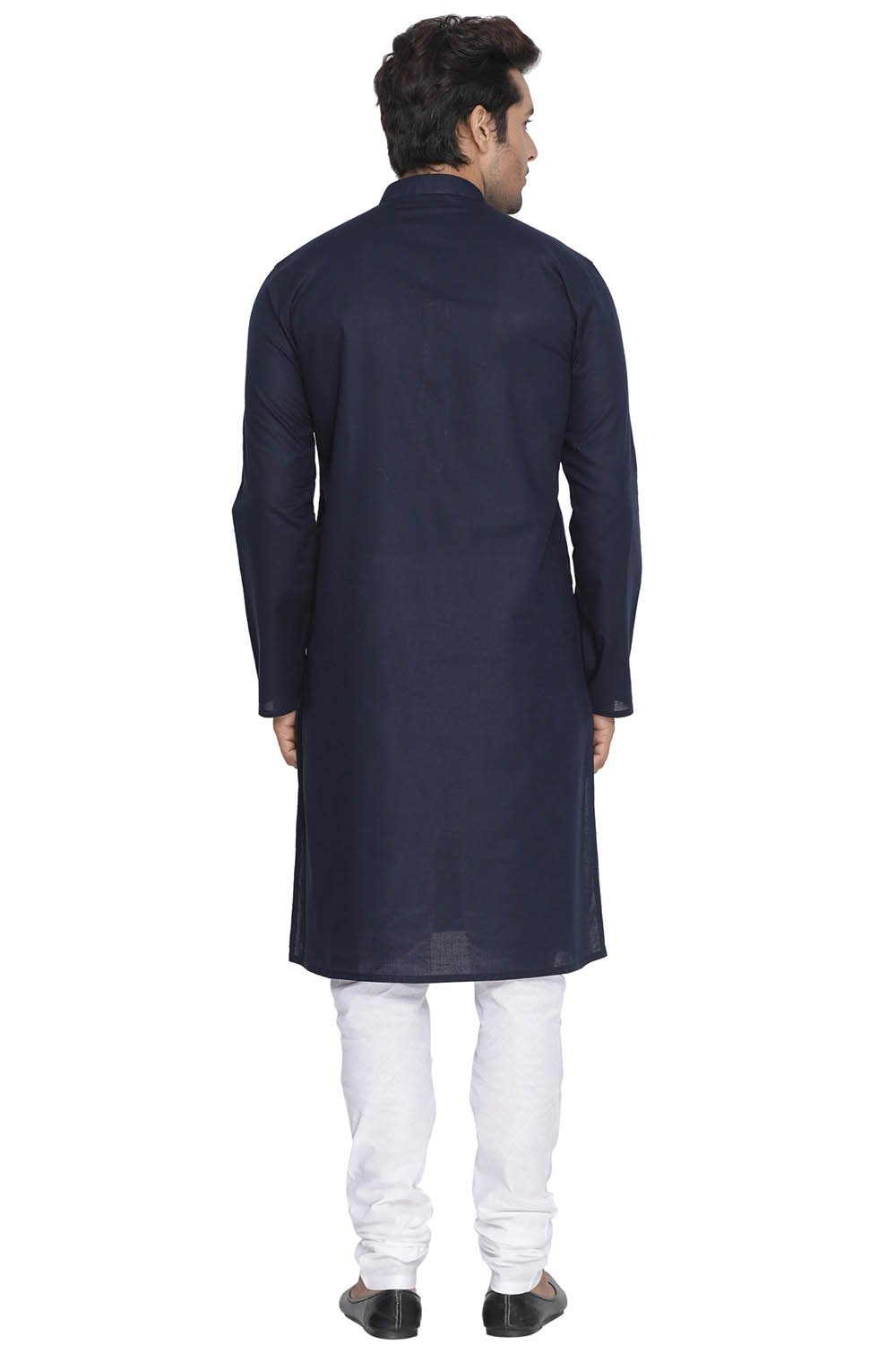 Men's Blue Cotton Linen Blend Kurta and Pyjama Set