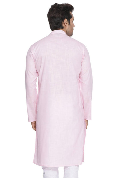 Men's Pink Cotton Linen Blend Kurta