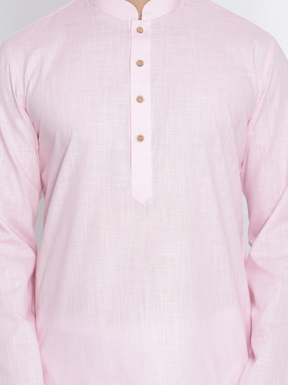 Men's Pink Cotton Linen Blend Kurta