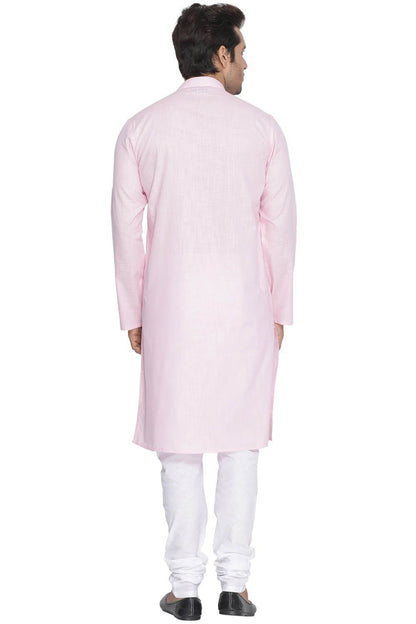 Men's Pink Cotton Linen Blend Kurta and Pyjama Set