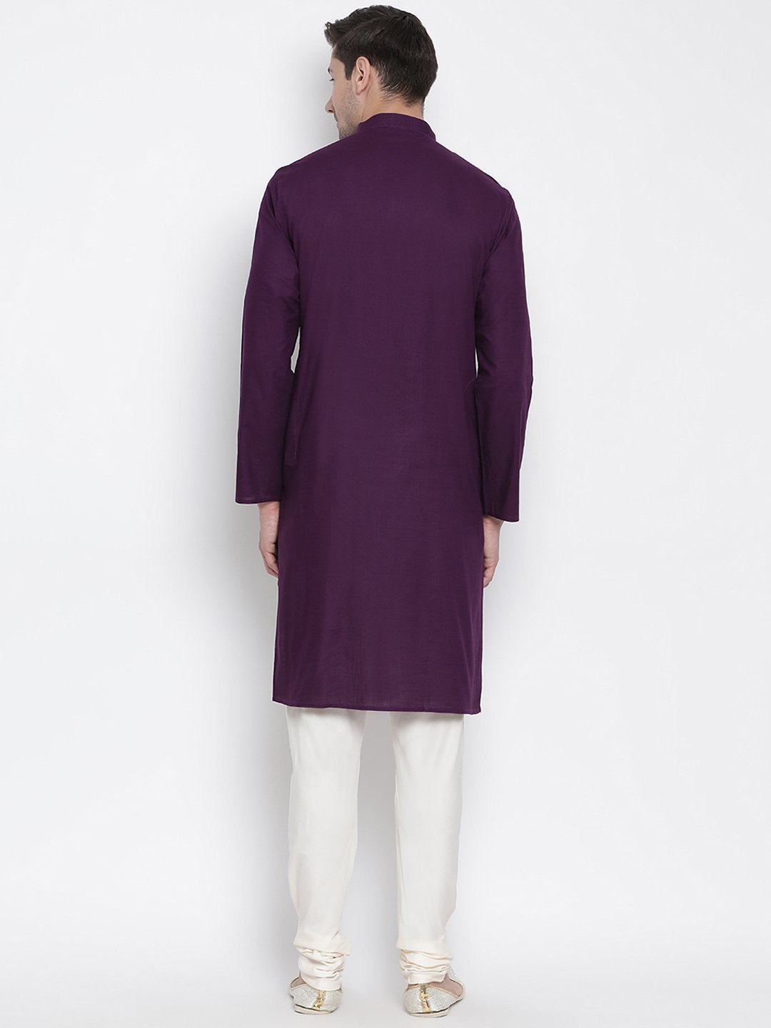 Men's Purple Cotton Linen Blend Kurta and Pyjama Set