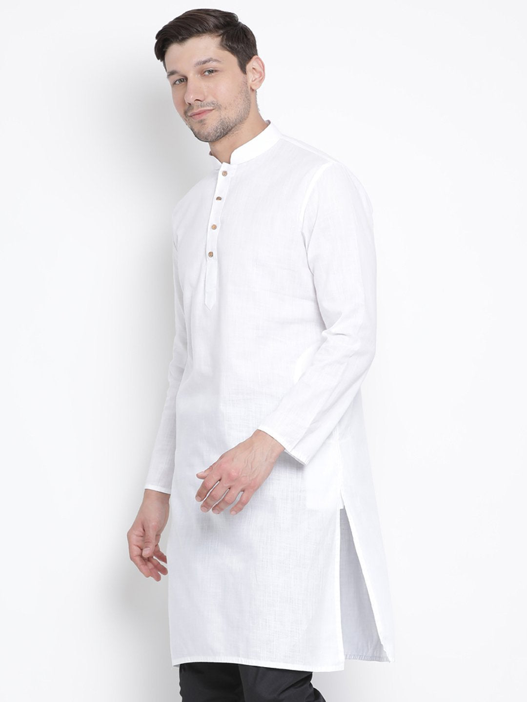 Men's White Cotton Linen Blend Kurta