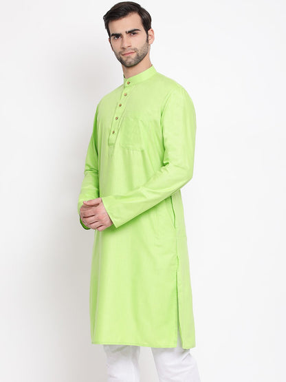 Men's Green Cotton Blend Kurta