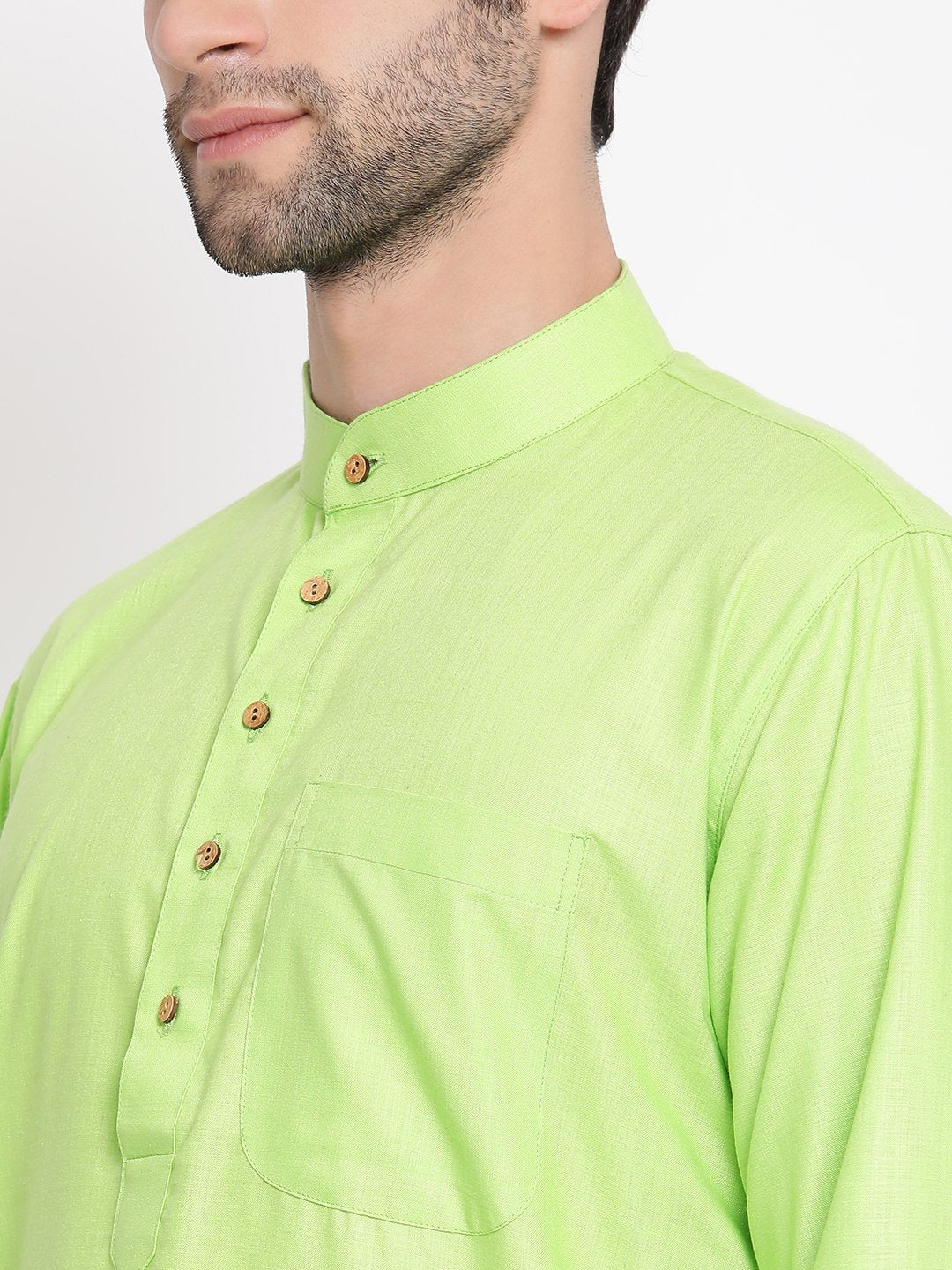 Men's Green Cotton Blend Kurta