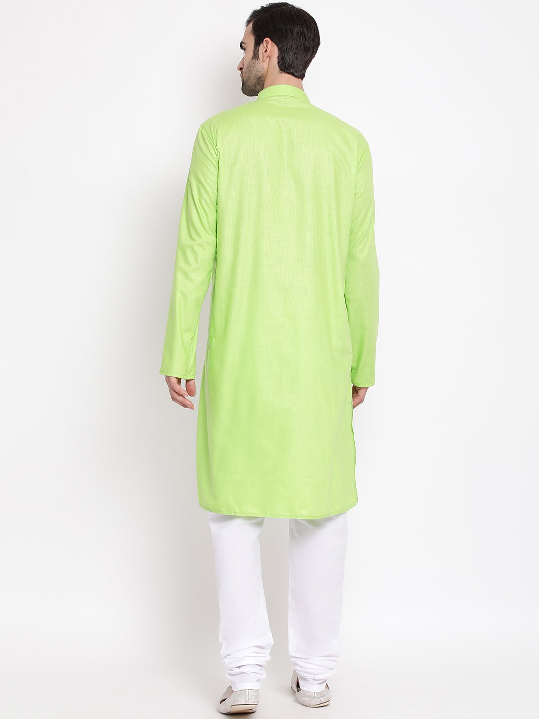 Men's Green Cotton Blend Kurta and Pyjama Set